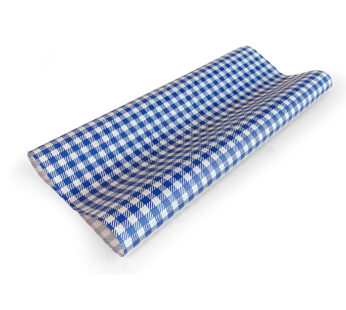 #Greaseproof Paper Gingham Blue Large 400 X 330mm – 200/ream