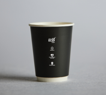 12OZ TRULY ECO DOUBLE WALL BLACK CUP