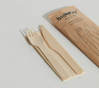 Wooden Fork, Knife, Napkin